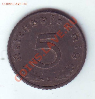 3 Рейх.5 Пфеннигов.1940.А.до 19 марта - 1940 а0001.JPG