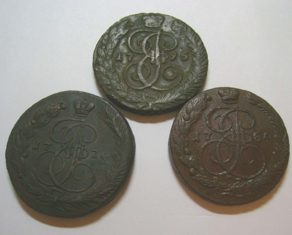 5 копеек 1770, 1784, 1795г. оцените и сост. - ew
