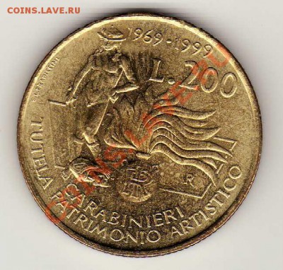 ИТАЛИЯ 200 ЛИР 1999 КАРАБИНЕРЫ ДО 21.03.13 В 22Ч (4694) - img930