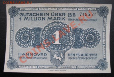 1923 Ганновер, 1 млн. М, до 19.03 в 21-00 мск - 1 млн ганновер