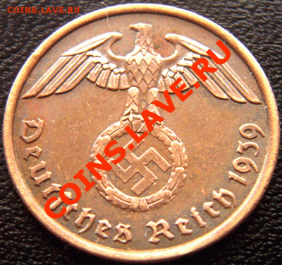 Германия (3 Рейх)_2 рейхспфеннига 1939(А); до 16.03_22.06мск - 4802