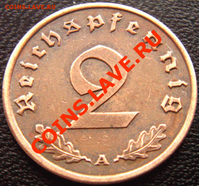 Германия (3 Рейх)_2 рейхспфеннига 1939(А); до 16.03_22.06мск - 4803