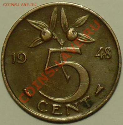 НИДЕРЛАНДЫ - 5 центов 1948 - до 23 марта - 851