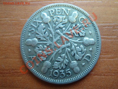 Великобритания: Ag-500 6 пенсов 1935 Георг 5 до 22.03 22-00 - 6 пенсов 1935-1.JPG