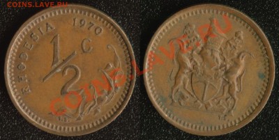АФРИКА, ЮЖНАЯ АМЕРИКА, АЗИЯ и немного ЕВРОПЫ - Родезия 0,5 цента 1970