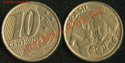 АФРИКА, ЮЖНАЯ АМЕРИКА, АЗИЯ и немного ЕВРОПЫ - Бразилия 10 сентаво 1998