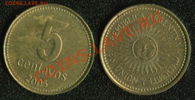 АФРИКА, ЮЖНАЯ АМЕРИКА, АЗИЯ и немного ЕВРОПЫ - Аргентина 5 сентаво 2005