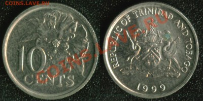 АФРИКА, ЮЖНАЯ АМЕРИКА, АЗИЯ и немного ЕВРОПЫ - Тринидад и Тобаго 10 центов 1999