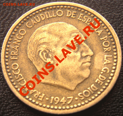Испания_1 песета 1947 "Франсиско Франко"; до 24.03_22.03мск - 4878
