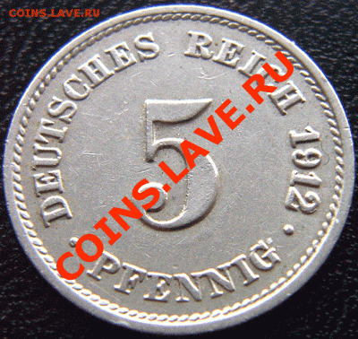 Германия_5 пфеннигов 1912(G); окончание 24 марта в 22.15мск - 4816