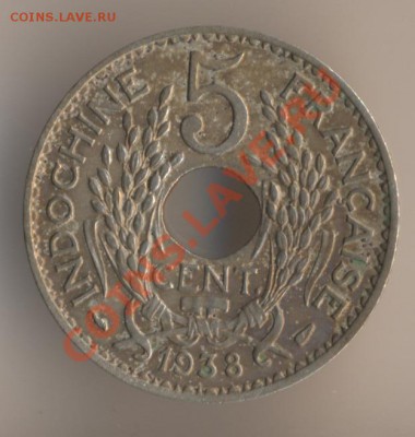 Оцените 5 центов 1938г. Французский Индокитай. - 1