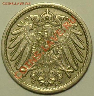 ГЕРМАНИЯ - 5 фенигов 1906 А - до 31 марта - 167