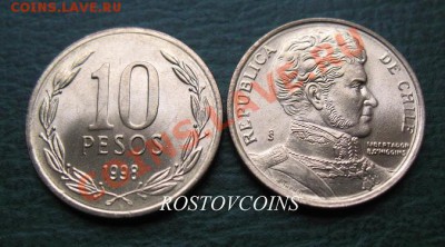 Распродажа остатков иностранных монет - 314. ЧИЛИ 10 песо 1998 г. О. Хиггинс - UNC = 20 (от 10 шт. по 18 руб.).JPG