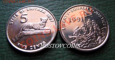 Распродажа остатков иностранных монет - 337. ЭРИТРЕЯ 5 центов 1997 г. РЫСЬ - UNC = 30 (от 10 шт. по 27 руб.).JPG