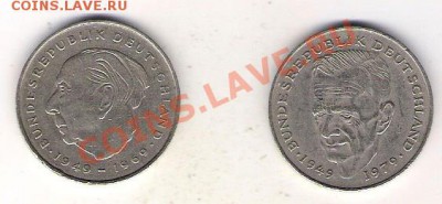 Германия 2 марки (2шт) 1973 и 1989 до 1.04 до 22-00 по МСК - Германия 2 по 2 марки 1