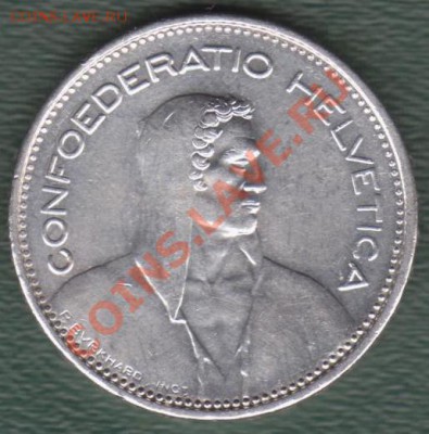 Швейцария 5 франков 1965г (31.03- 22.00) - 5-1965r