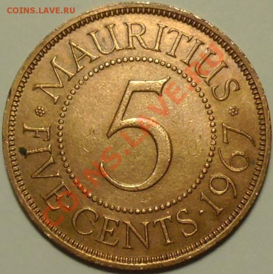 БРИТАНСКИЙ МАВРИКИЙ - 5 центов 1967 - до 4 апреля - 280