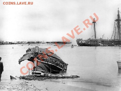 Вот ,что осталось после неё.На пляже после циклона.Вместе с ней погибло 73 члена экипажа. - SMS_Eber_1889_