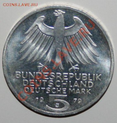 Германия (ФРГ) 5 марок 1979г. Серебро. - Германия (ФРГ) 5 марок 1979 1