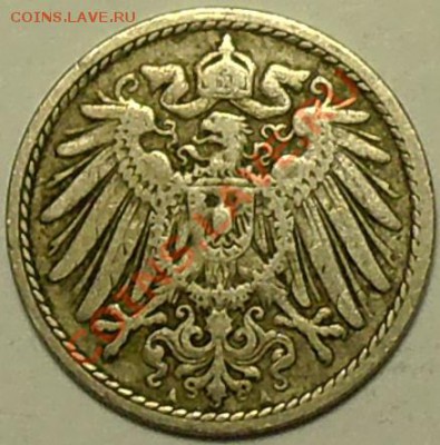 ГЕРМАНИЯ - 5 фенигов 1906 А - до 5 апреля - 145