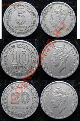 Разная инострань - 387 18 20 Брит Малайя 5 10 и 20 ц 1950