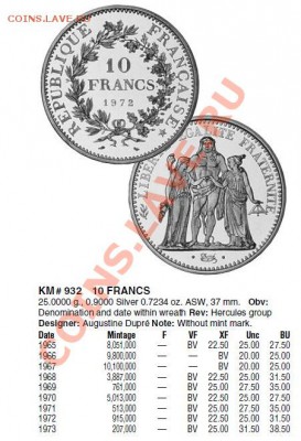 Франция Ag-900 10 франков 1969 UNC НЕЧАСТЫЙ ГОД до 08.04 22 - Франция 10 франков 1969-каталог