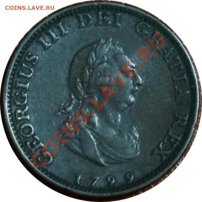 Великобритания 1 фартинг 1799 Георг III - 2