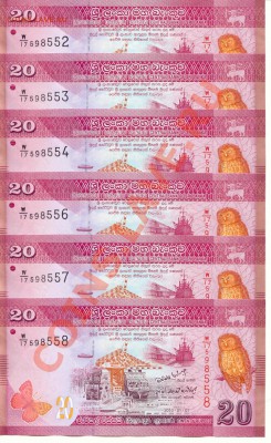 Боны. Лот 6 шт. Шри Ланка 20 рупий  до 07.04.13  21-00(мск) - SriLanca_1