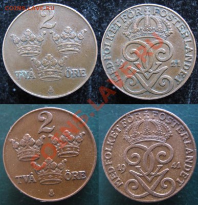Разная инострань - 388 17 18 Швеция 2 эре 1921 и 1941