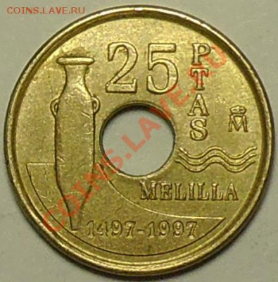 ИСПАНИЯ - 25 песет 1997 - Мелилья - до 12 апреля - 127