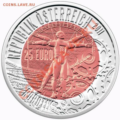 Австрия. <Роботизация> 25 евро 2011 г. Ниобий+серебро - Австрия. _Роботизация_ 25 евро 2011 г. Ниобий+серебро