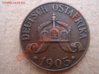 Немецкая Восточная Африка: 1 геллер 1905 J до 11.04 22 - 1 Хеллер 1905-1.JPG