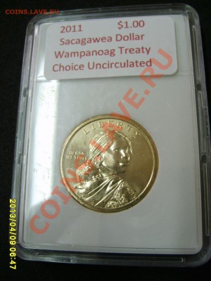 США:1 ДОЛЛАР2011гSacagawea WAMPANOAG TREATY 1621,UNC!10.04 - S6000087.JPG
