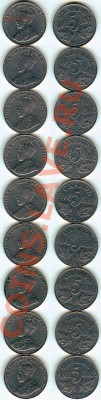 X52 ФИКС Канада 5¢ 1922-36 9 шт. до 18.04 в 22°° - X52 cANADA 5C_3