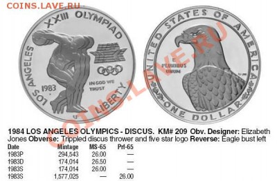 США: Ag-900 1$ в капсуле ПРУФ 1984 Дискобол до 19.04 22 - Доллар 1983 Дискобол-каталог.JPG