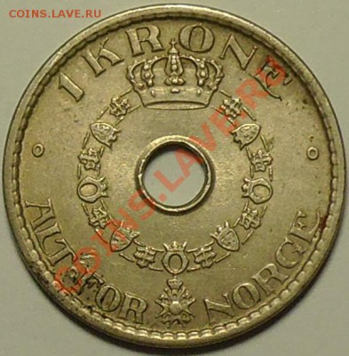 НОРВЕГИЯ - 1 крона 1938 - до 21 апреля - 834