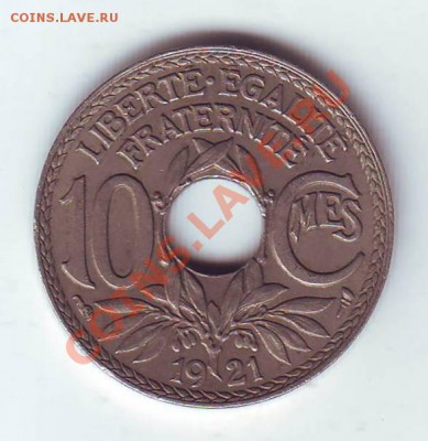 Франция.10 сантимов.1921. до 22 апреля - 19210005.JPG