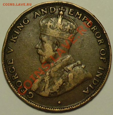 БРИТАНСКИЙ ГОНКОНГ - 1 цент 1925 - Георг V - до 23 апреля - 002