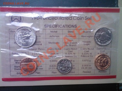 США 1,5,10,25 центов UNC 1984 В ЗАПАЙКЕ до 21.04 - 20042013(026)