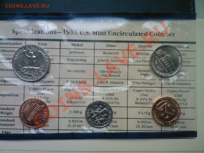 США 1,5,10,25 центов UNC 1988 В ЗАПАЙКЕ до 21.04 - 20042013(032)