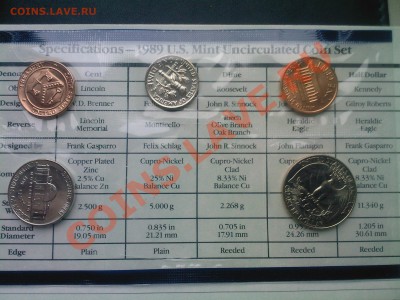 США 1,5,10,25 центов UNC 1989 В ЗАПАЙКЕ до 21.04 - 20042013(034)