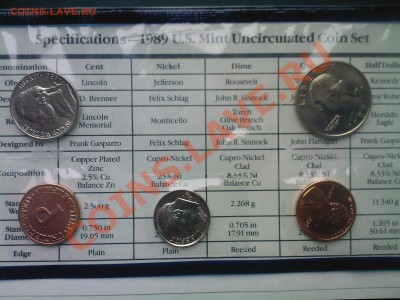 США 1,5,10,25 центов UNC 1989 В ЗАПАЙКЕ до 21.04 - 20042013(033)