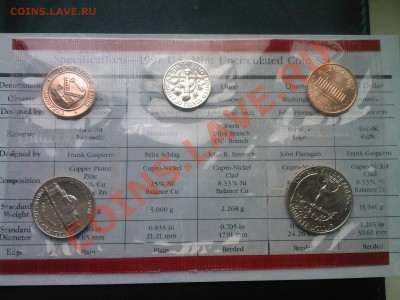 США 1,5,10,25 центов UNC 1991 В ЗАПАЙКЕ до 21.04 - 20042013(038)
