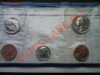 США 1,5,10,25 центов UNC 1992 В ЗАПАЙКЕ до 21.04 - 20042013(039)