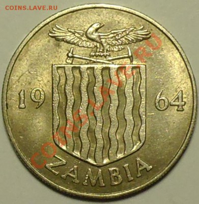 ЗАМБИЯ - 1 шиллинг 1964 - Птица-Носорог - до 26 апреля - 066