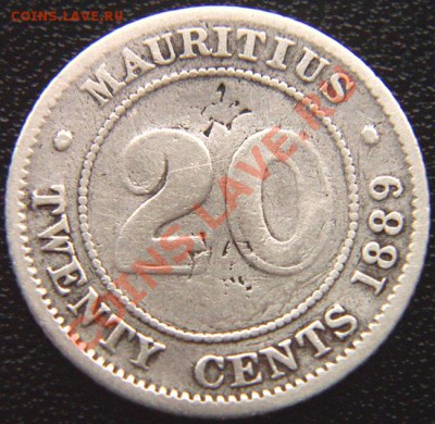 Британский Маврикий_20 центов 1889; серебро; до 21.04_22.10м - 5123