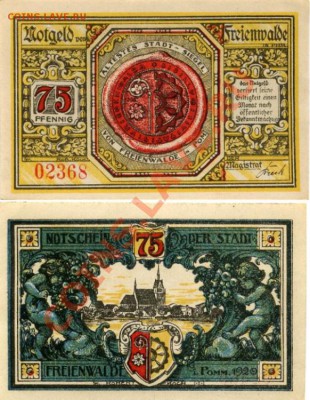 Германия 75 пфг. 1920г Фрайенвальде (Померания) - File9802 копия