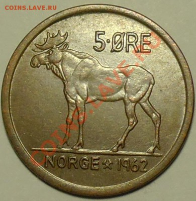 НОРВЕГИЯ - 5 ёре 1962 - Лось - до 27 апреля - 109