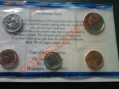 США 1,5,10,25 центов UNC 1992 В ЗАПАЙКЕ до 25.04 - 22042013(006)
