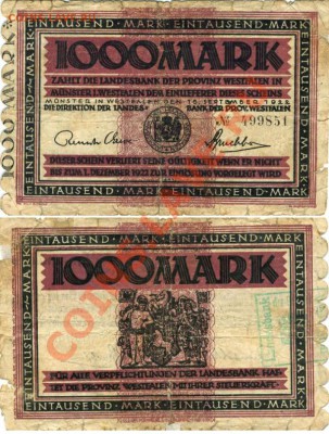 Германия 1000 марок 1922г Вестфалия 23.04.13 в 22-00 МСК - File6737 копия